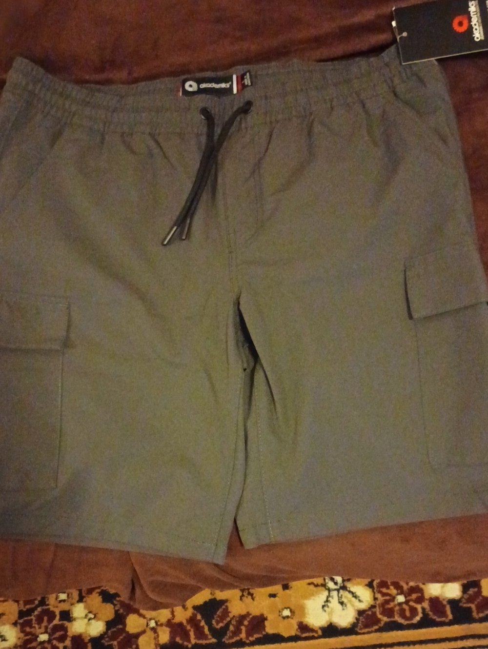 Akademiks Men's Olive Green Cargo Shorts with Drawcord